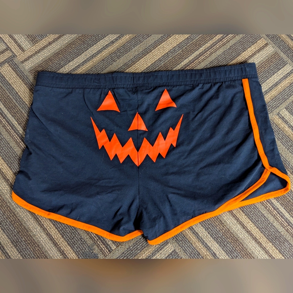 Plus size 5 Social Collision Black & Orange Pumpkin Soft Shorts